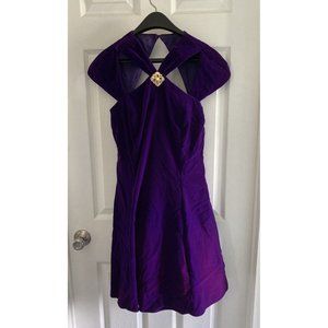 Scarlett Nite Royal Purple Bejeweled Cut Out Mini Dress Velvet Texture EUC 6/8